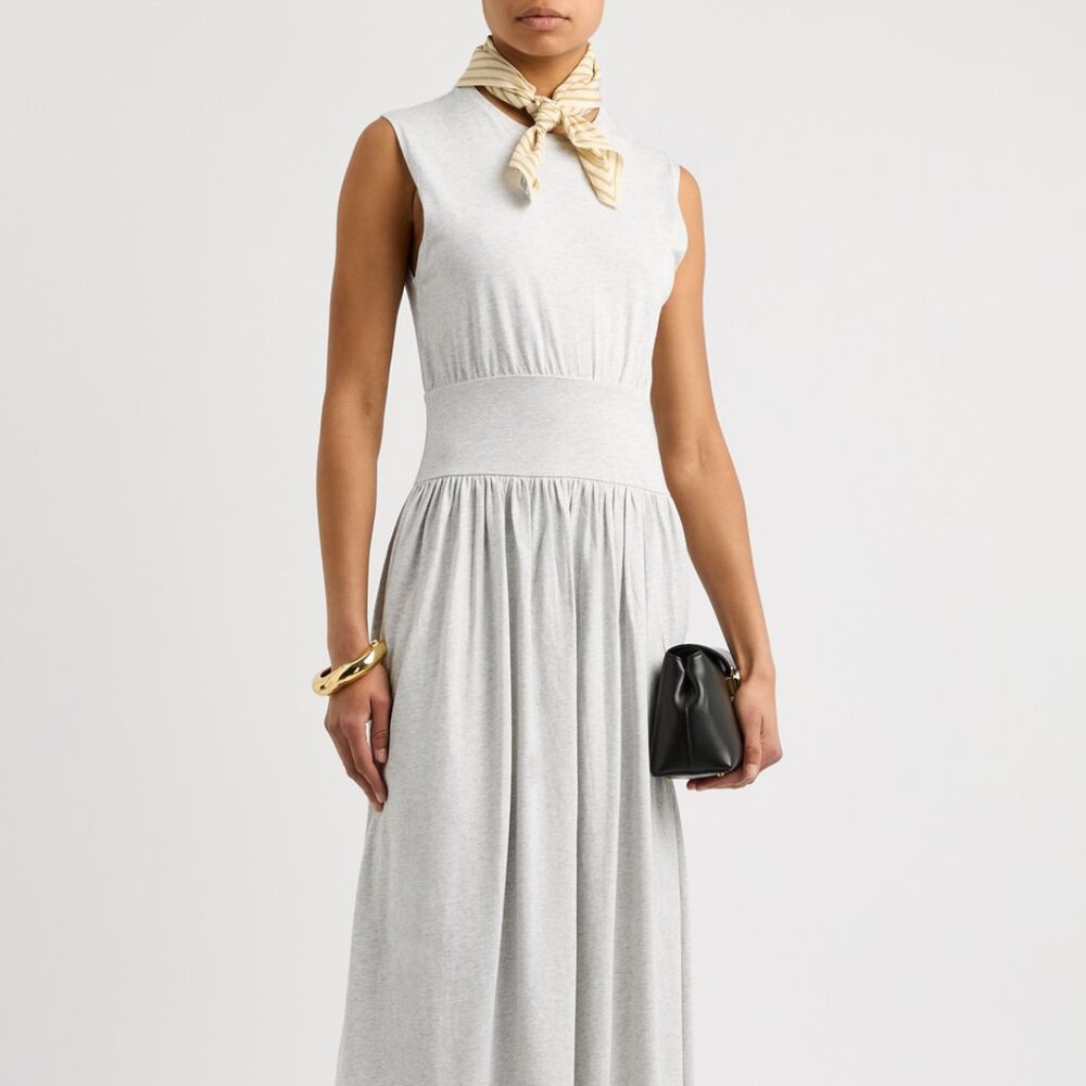 Toteme Women's Cotton Sleeveless Midi-dress In Pale Grey Melange sz XXS